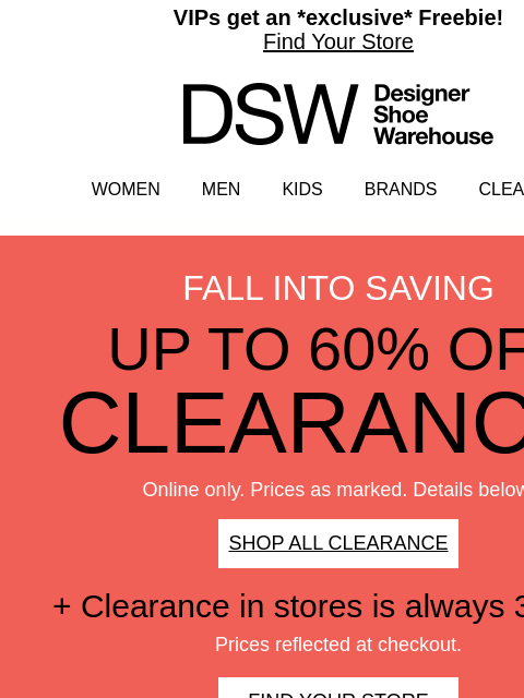 dsw newsletter: Up to 60% off clearance NOW