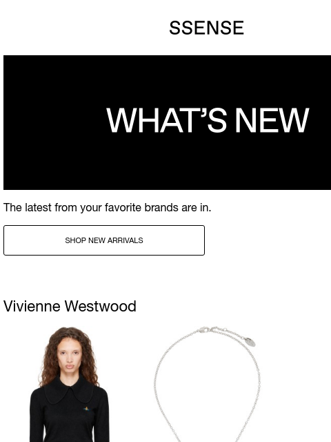 ssense newsletter: New Arrivals from Vivienne Westwood, Marine Serre,...