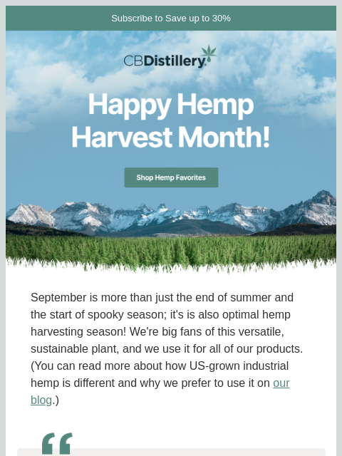thecbdistillery newsletter: Happy Hemp Harvest Month!