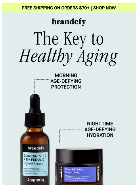 brandefyskin newsletter: Your morning + night anti-aging essentials