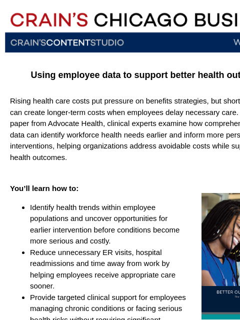 craincontentstudio newsletter: The employee data behind 75th-percentile health ou...