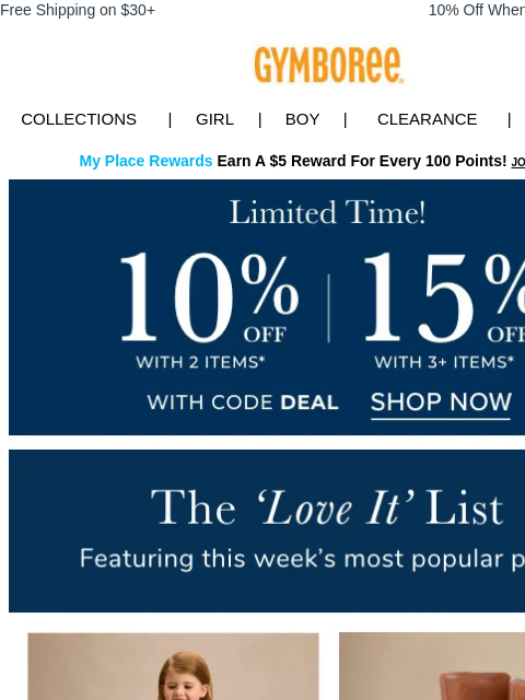 gymboree newsletter: LAST DAY! ⏰ 15% Off when you Buy 3+ Styles or 10% ...