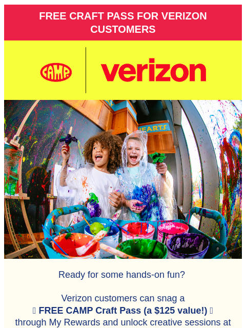 camp newsletter: Verizon Customers: Your FREE Craft Pass Is Here!