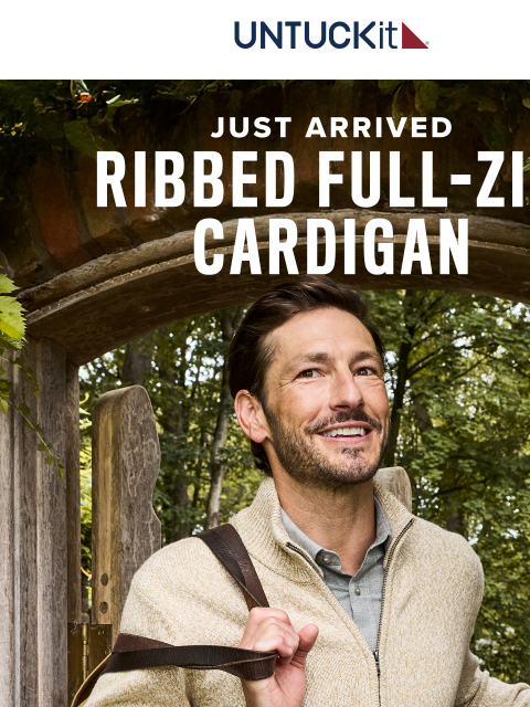 untuckit newsletter: Just In! Your NEW Favorite Cardigan: The Ribbed Fu...
