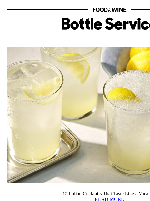 foodandwine newsletter: 15 Italian Cocktails That Taste Like a Vacation