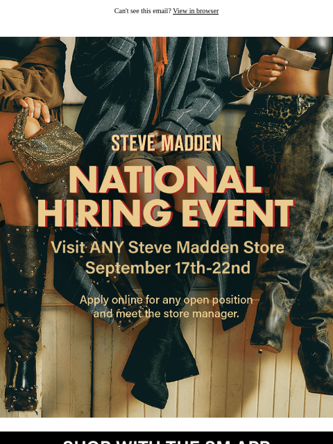 stevemadden newsletter: Join Us For National Hiring Week At Steve Madden!