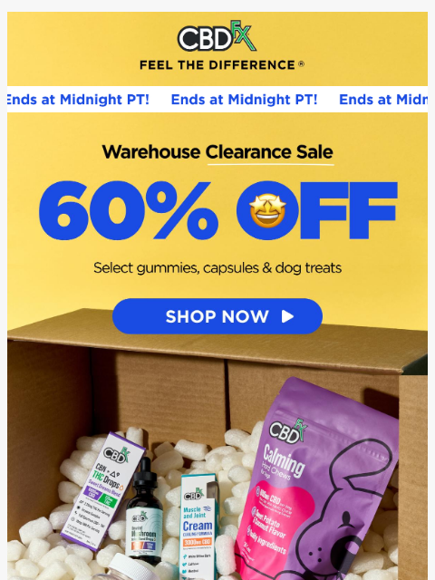 cbdfx newsletter: Last Chance: 60% OFF Warehouse Clearance Sale! 😱