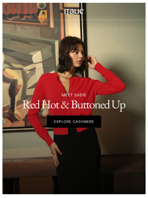 italic newsletter: Now in Red: Sadie's Back.