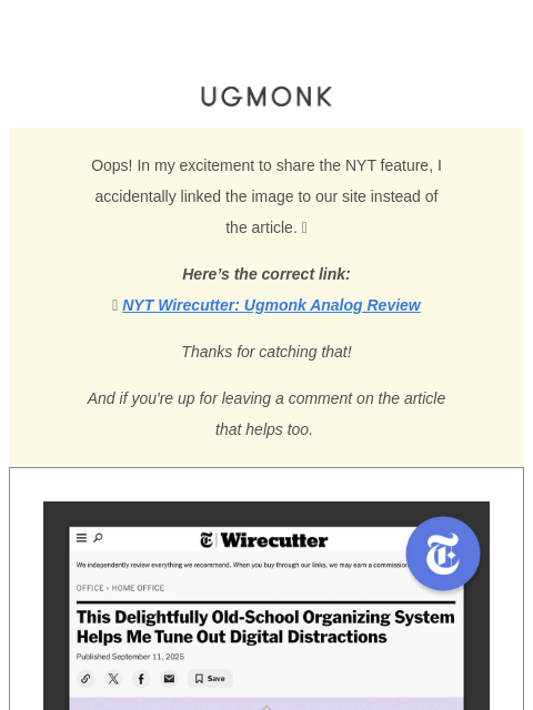 ugmonk newsletter: Oops, here’s the correct link 👇