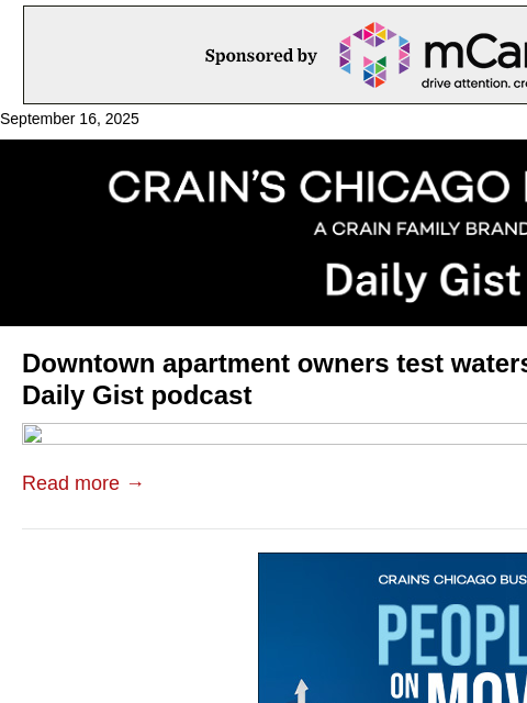 crainalerts newsletter: Downtown apartment owners test waters as rents cli...