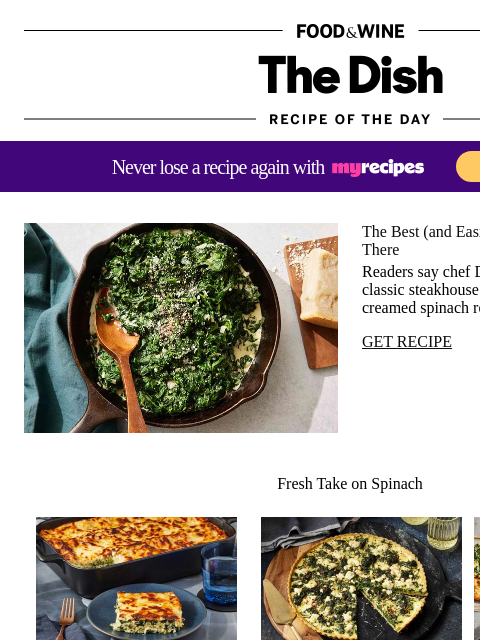 foodandwine newsletter: Creamed Spinach