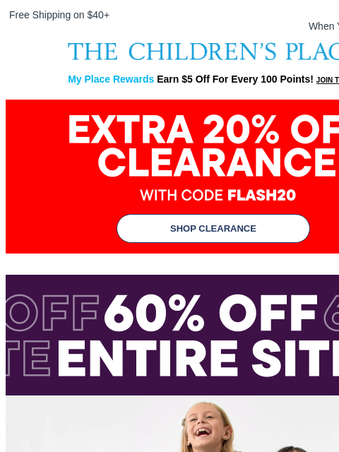 childrensplace newsletter: Wait… EXTRA 20% OFF clearance?!