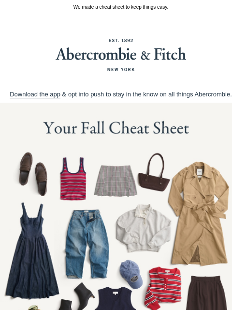 abercrombie newsletter: Bookmark this for fall outfit inspo.