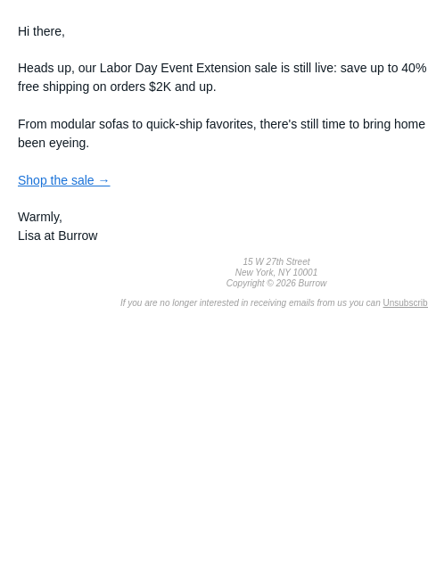 burrow newsletter: Save up to 40% before its gone