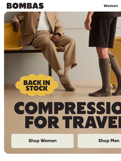 bombas newsletter: They’re Back: Travel Compression Socks