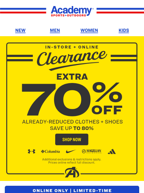 academy newsletter: Save up to 80% 🤯 Clearance
