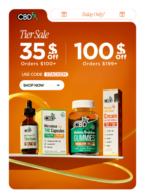 cbdfx newsletter: Today only: $100 OFF orders $199+
