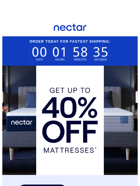 Don't let the clock strike 12am! Time to rest easy on our top-rated mattresses, with our 365-night sleep trial included. Let's see if it's a match. Then make the commitment! Nectar Logo