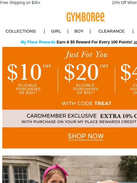 gymboree newsletter: Up to $40 Off Is Here—Cardholders Get an Extra 10%...