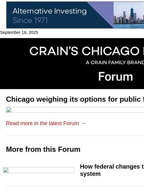 crainalerts newsletter: Chicago weighing options for public food markets