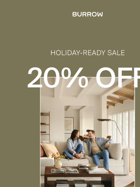 burrow newsletter: Save 20% & Get Your Home Holiday-Ready