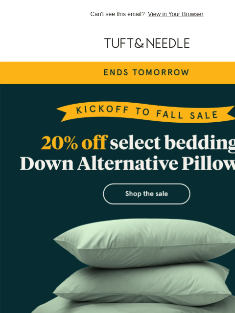 tuftandneedle newsletter: ENDS TOMORROW - 20% off select accessories
