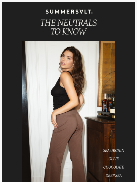 summersalt newsletter: Moody Neutrals 🖤💙🤎