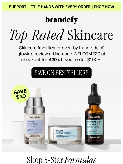 brandefyskin newsletter: $20 off skincare that gives back