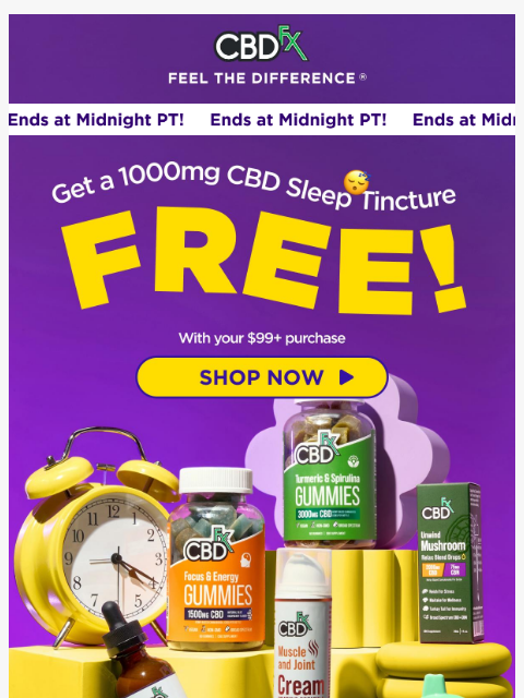 cbdfx newsletter: Hurry, our FREE CBD Sleep Tincture offer is almost...