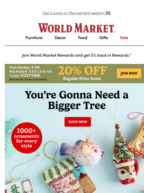 emailworldmarket newsletter: 1000+ ornaments just came down the chimney 🎄