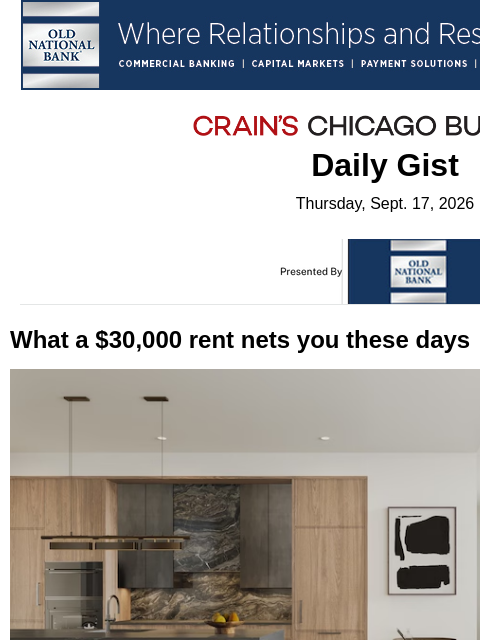 crainalerts newsletter: What a $30,000 rent nets you these days