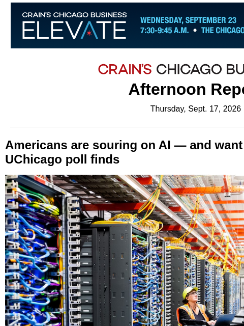 crainalerts newsletter: Americans sour on AI: UChicago poll