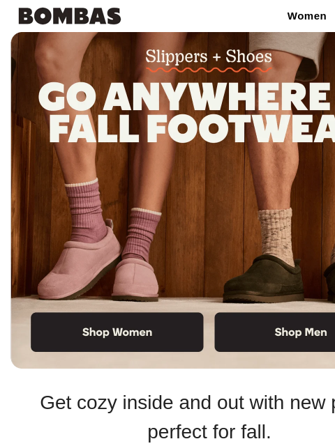 bombas newsletter: New Comfy Footwear for Fall