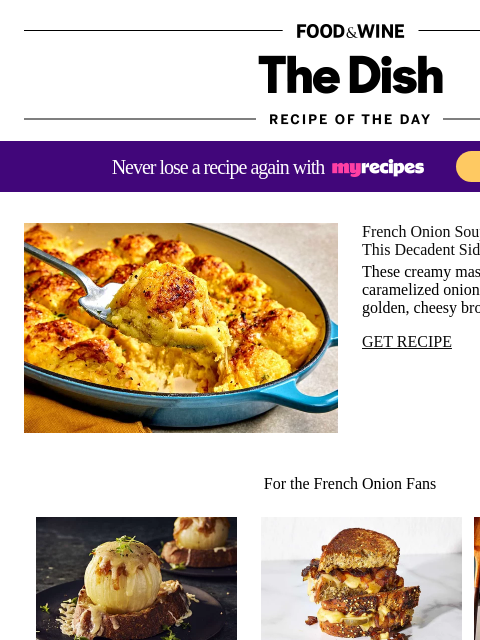 foodandwine newsletter: French Onion Mashed Potatoes