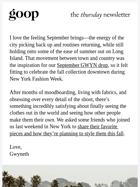 goop newsletter: the Thursday newsletter