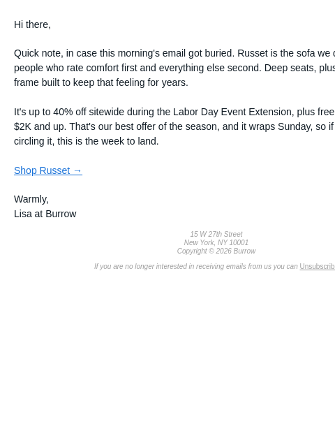 burrow newsletter: Meet the sofa built for sinking in