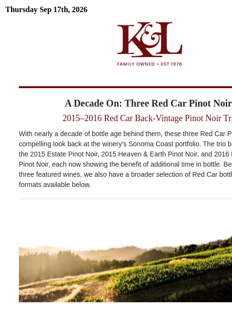 klwines newsletter: $80 Sonoma Coast Pinot, Now $29.95 - Amazing Back ...