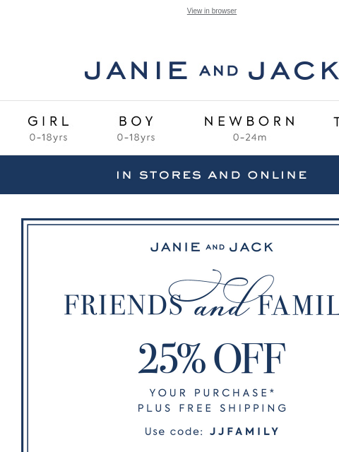 janieandjack newsletter: An event for friends & family (that means you)
