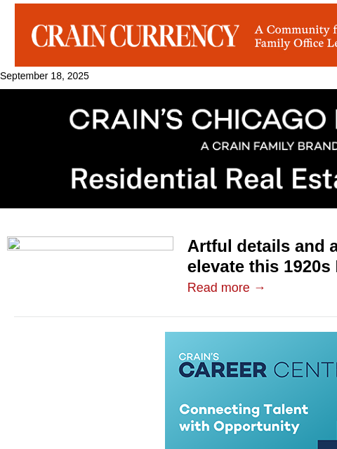 crainalerts newsletter: 1920s Ravenswood house hits the market