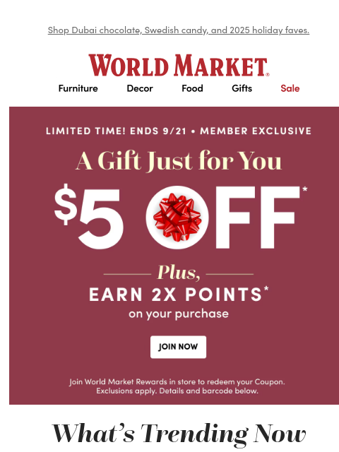 emailworldmarket newsletter: Your $5 Reward is ready to redeem! ๐ซ๐ฐ๐ซ