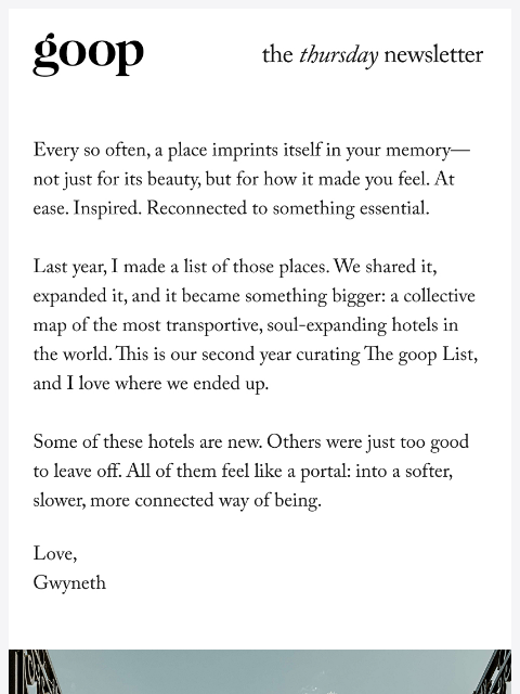 goop newsletter: the Thursday newsletter