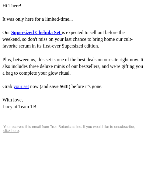 truebotanicals newsletter: Last Chance, Beauty! Supersized Set Is Almost Gone