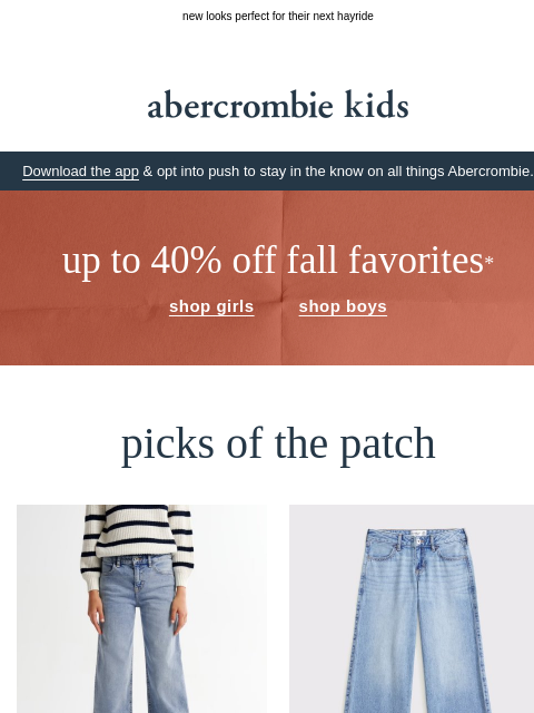 abercrombie newsletter: up to 40% OFF fall faves starts now! 🍂