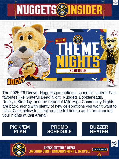 thedenvernuggets newsletter: 🎊 Theme Nights Are Back at Ball Arena
