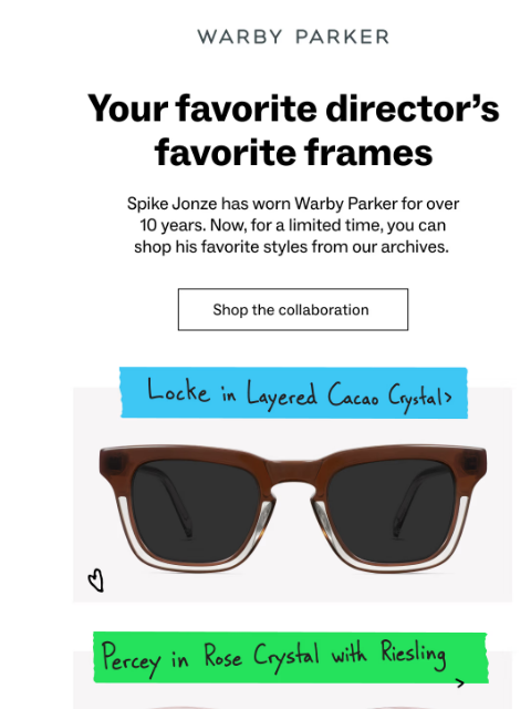 warbyparker newsletter: Not screening in theaters