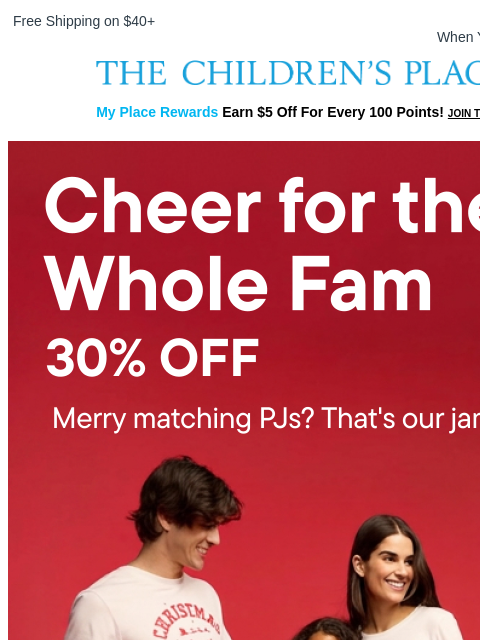 childrensplace newsletter: They're Back! NEW Matching Family Holiday PJs