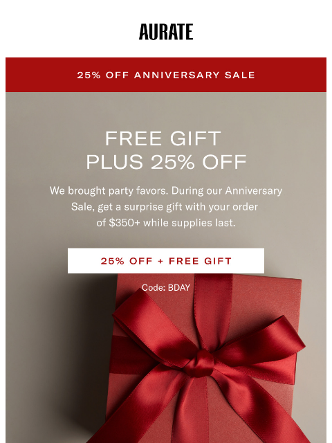 auratenewyork newsletter: 25% OFF + FREE GIFT