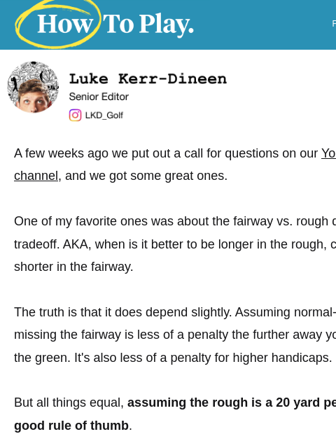golfdigest newsletter: The 20-yard rough rule