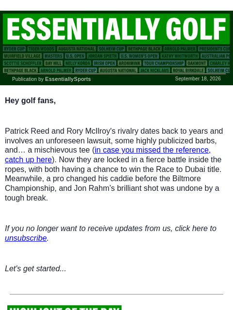 newsbreakexpress newsletter: Reed Keeps Rory on His Toes