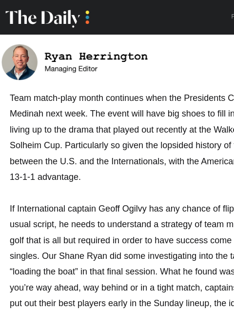 golfdigest newsletter: The strategy every team captain must follow